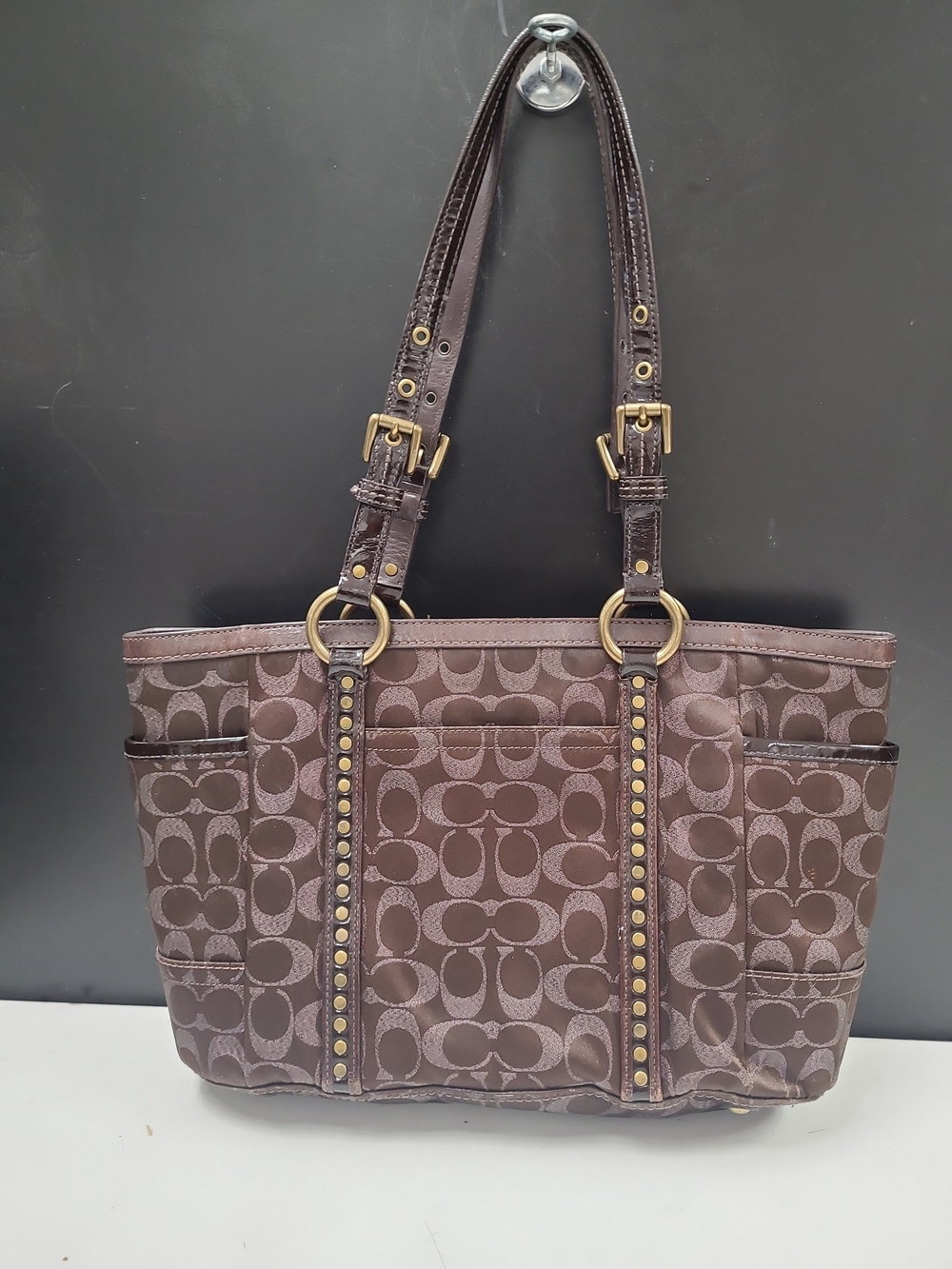 Coach Brown Lurex Jacquard Leather Signature Tote Bag Coach Brown H0867-F12853 - Picture 3 of 16